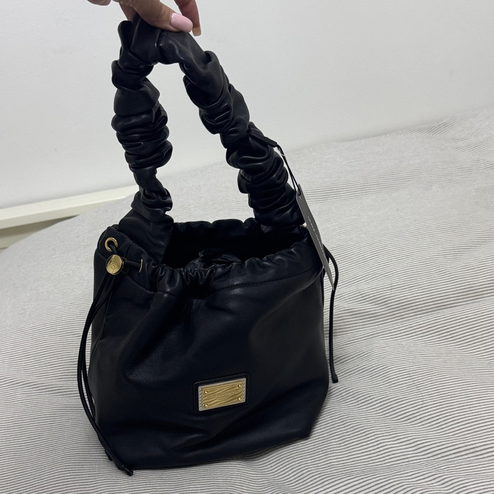 DOLCE & GABBANA Black Ruched Handle Bucket Bag. BRAND NEW